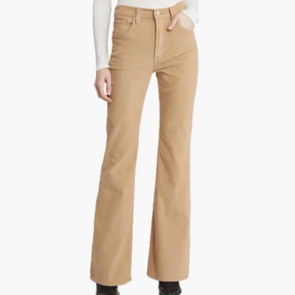 Edwin Ryder Camel Tan Corduroy Flare Pants Womens 24 High Rise Antrhopologie NWT